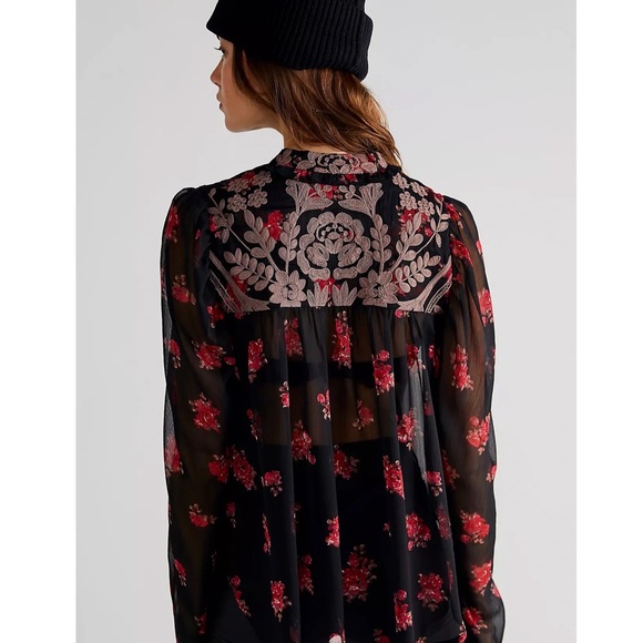 Free People Patricia Embroidered Women Blouse Size Small - Picture 3 of 11